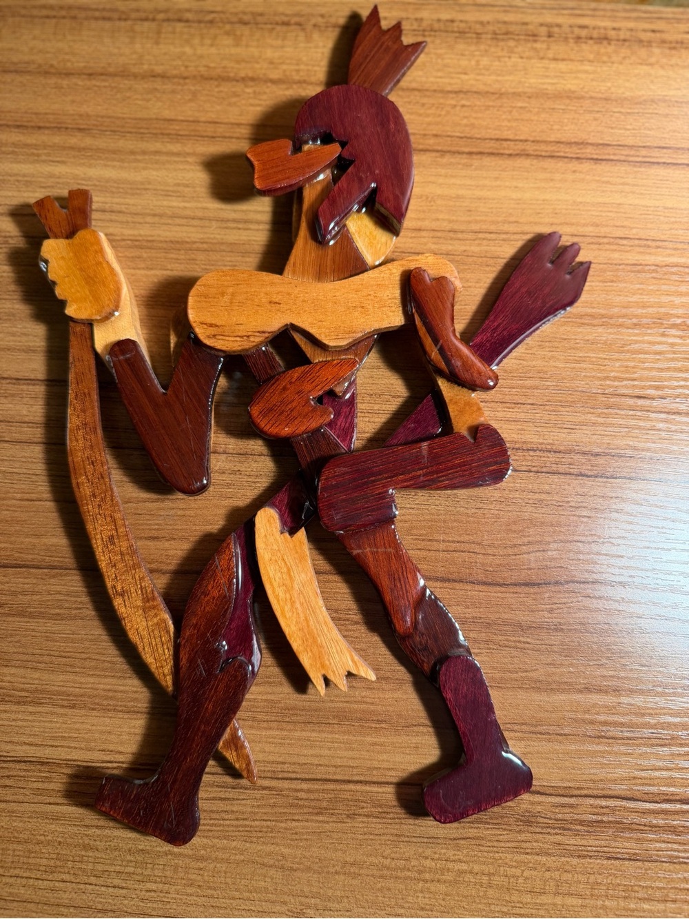 VTG MCM Zwarte Cabbes Suriname Mixed Wood Intarsia Wall Art Sculpture Hunter 12”